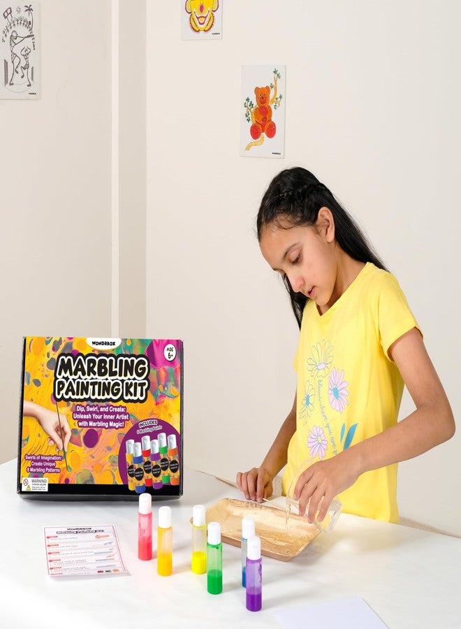 WONDRBOX Marbling Painting Kit, Water Marbling Kit for Kids, Art & Craft Kits, Supplies, DIY Creative Activity, Gifts for Girls & Boys Ages 6, 7, 8, 9, 10, 11, 12, Multicolor - Image 2